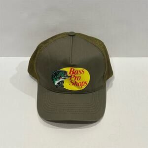 Bass Pro Shops Trucker Hat One Size Green Mesh Snapback Leaping Bass Patch